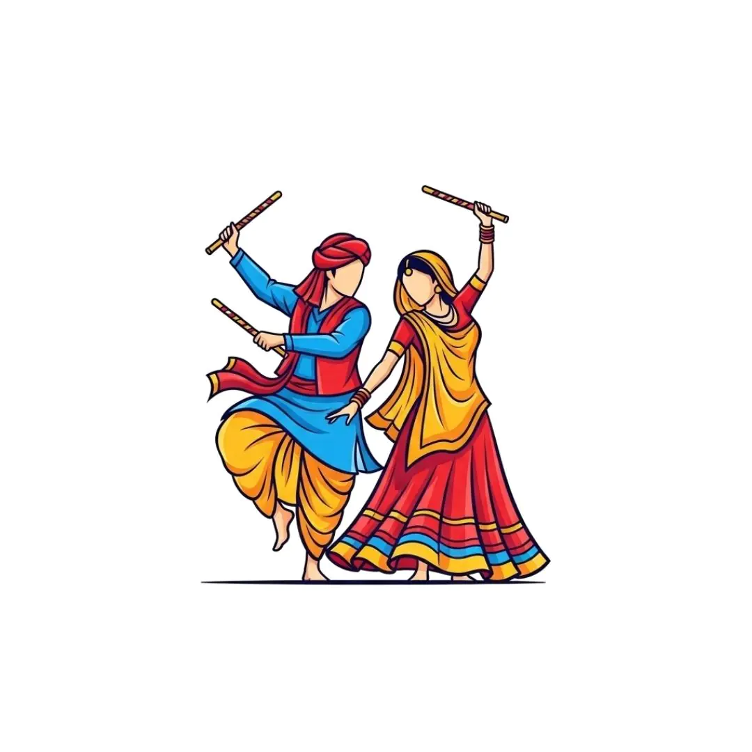 Energetic Dandiya Dancers Twirling Colorful Traditional Costumes