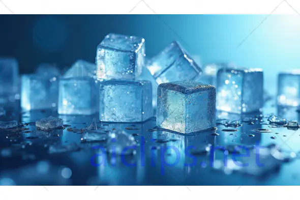 Melting Ice Cubes on Reflective Surface