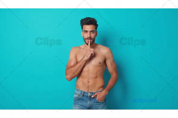 Shirtless Man Making Shh Gesture