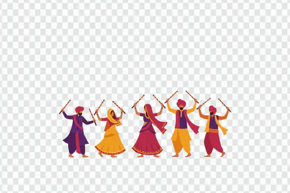Vibrant Punjabi Folk Dancers Celebrate Traditional Festival Garba