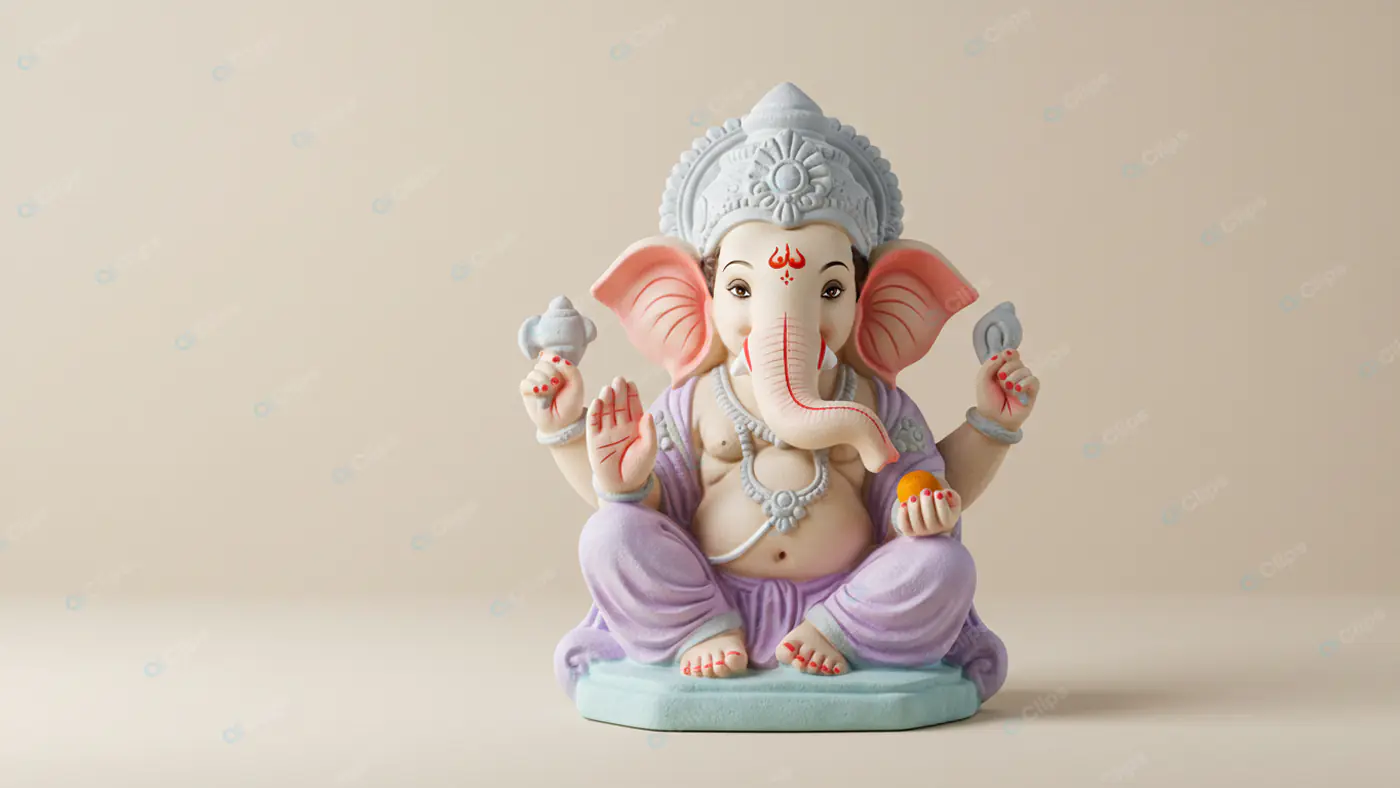 Pastel Ganesha Figurine in Lotus Pose
