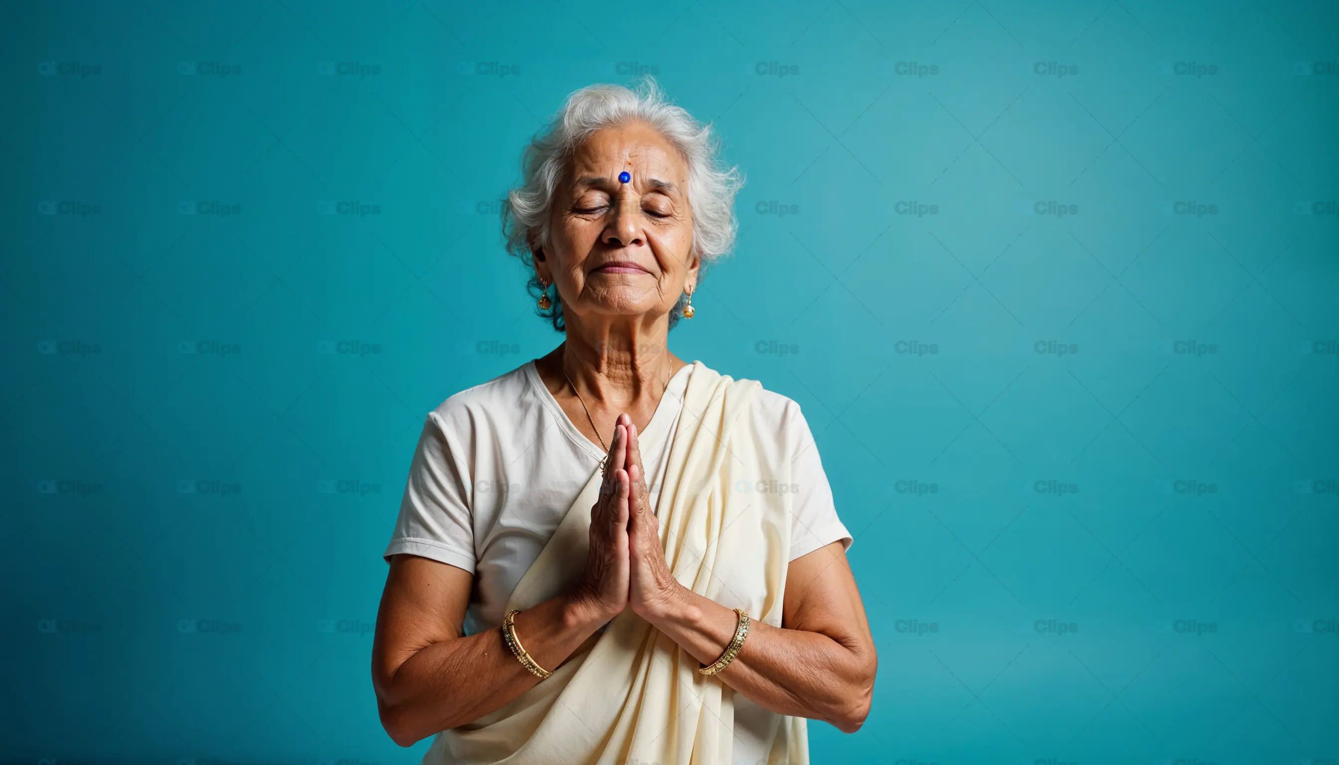 Elderly Woman in Prayer Pose