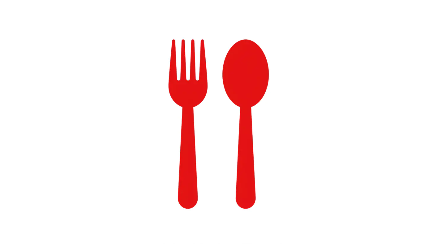 Vibrant Red Cutlery Icon Set