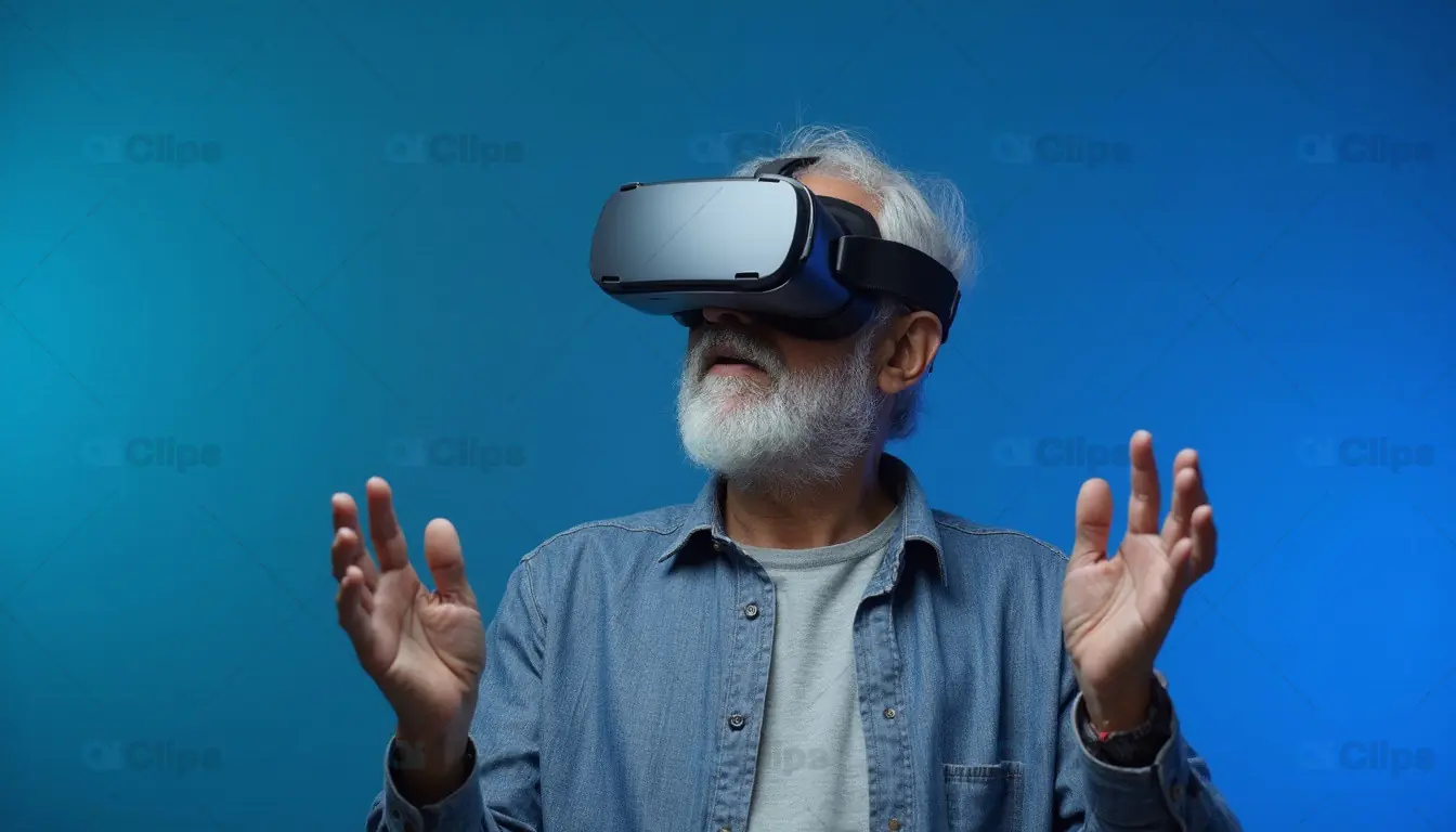 Senior Man Experiencing Virtual Reality