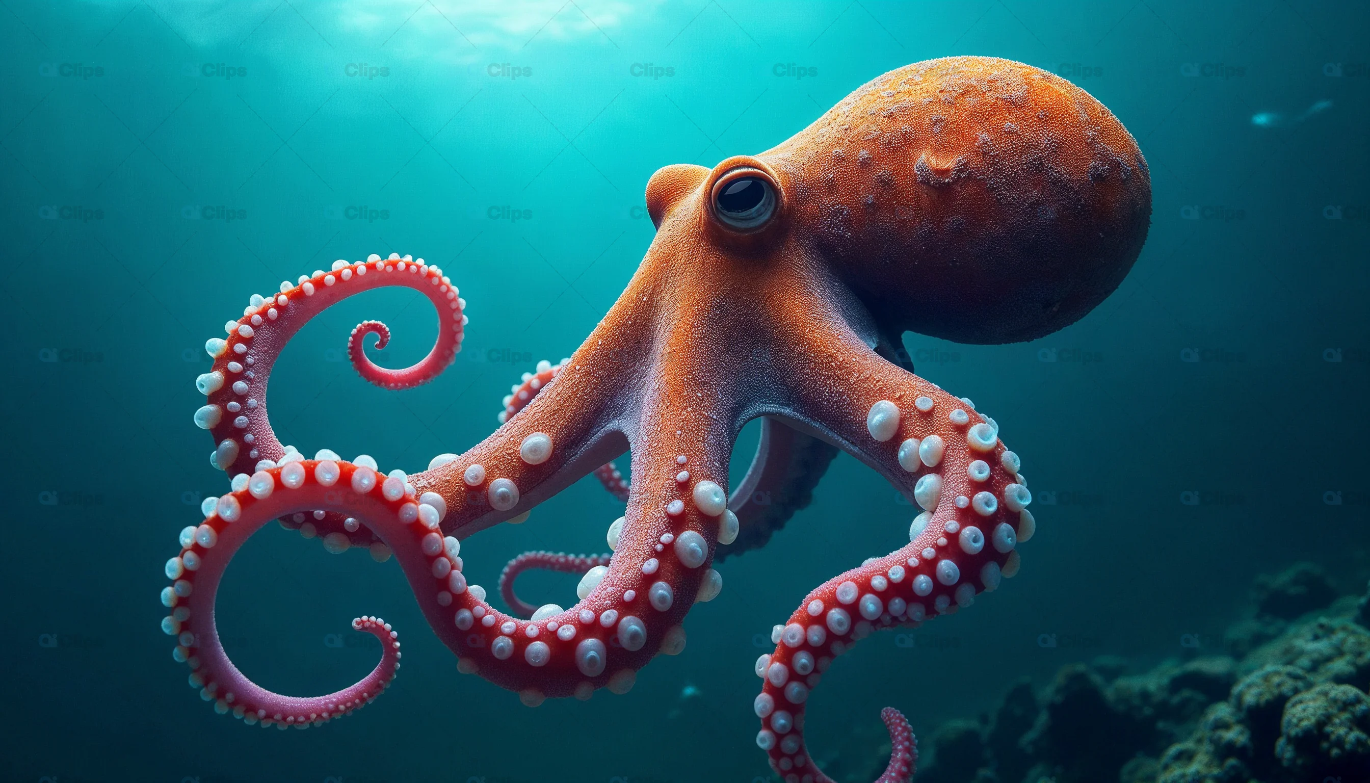 Red Octopus Underwater