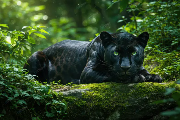 Majestic Panther in Lush Jungle