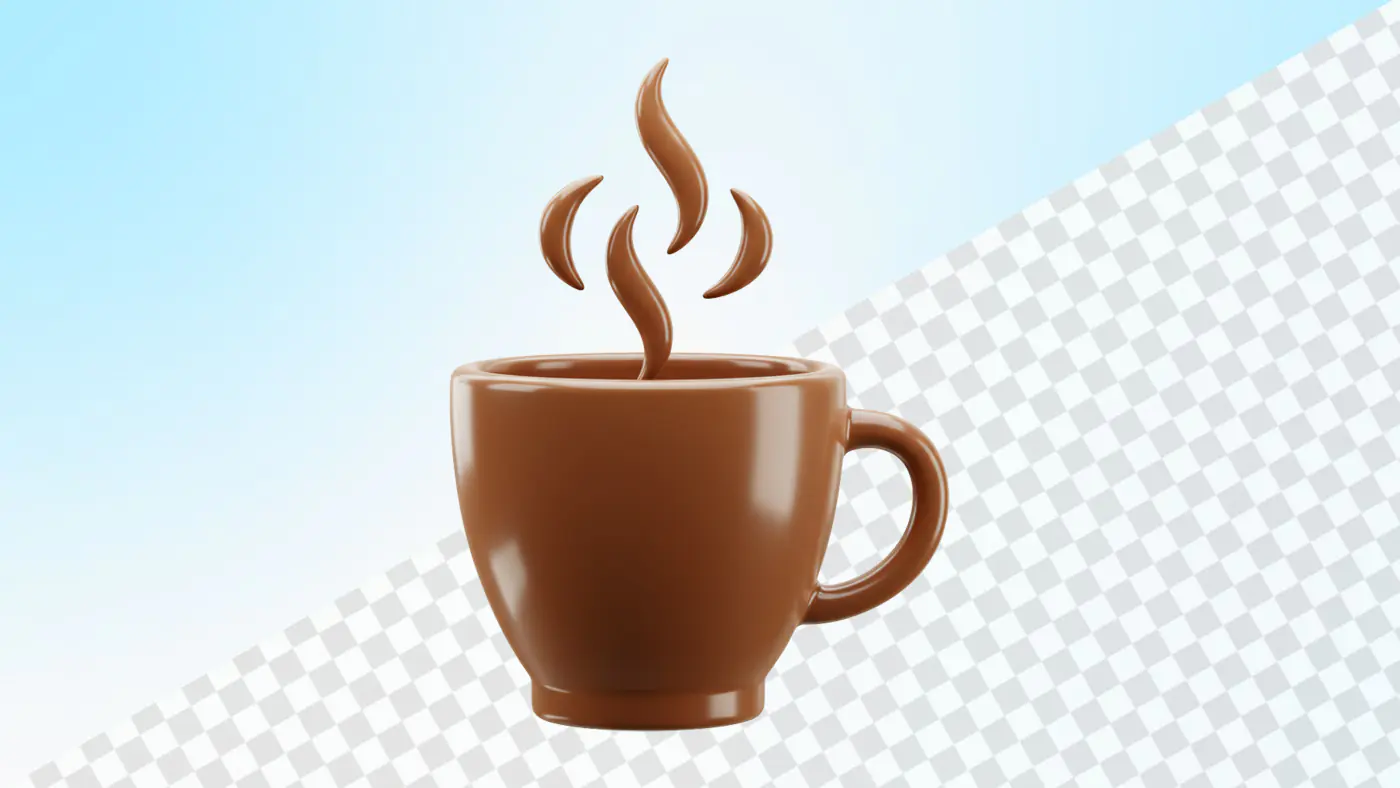 Steaming brown coffee cup with swirling aroma