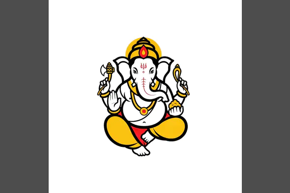 Vibrant Seated Ganesha Illustration