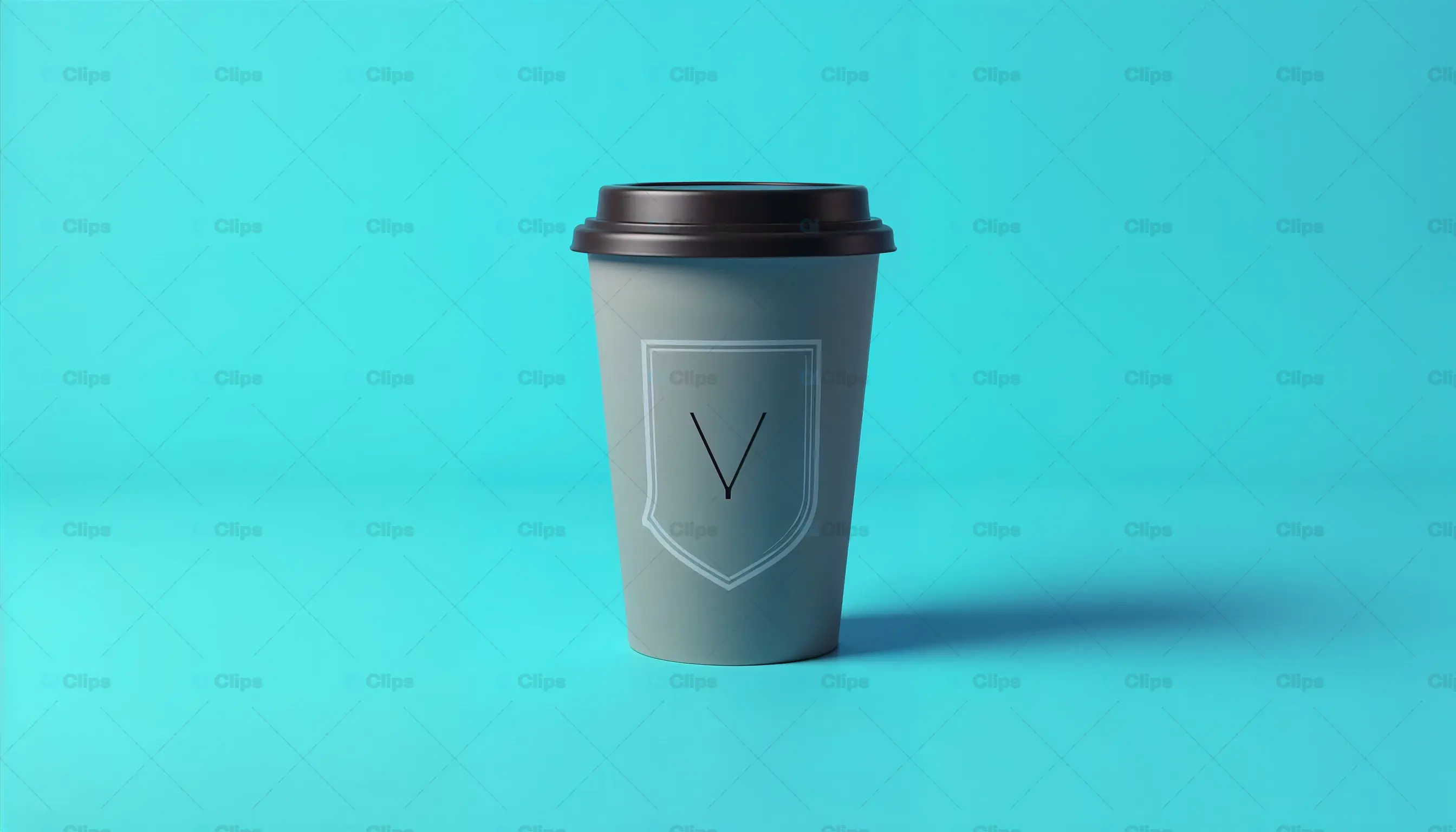 Custom Coffee Cup with Logo on Blue Background