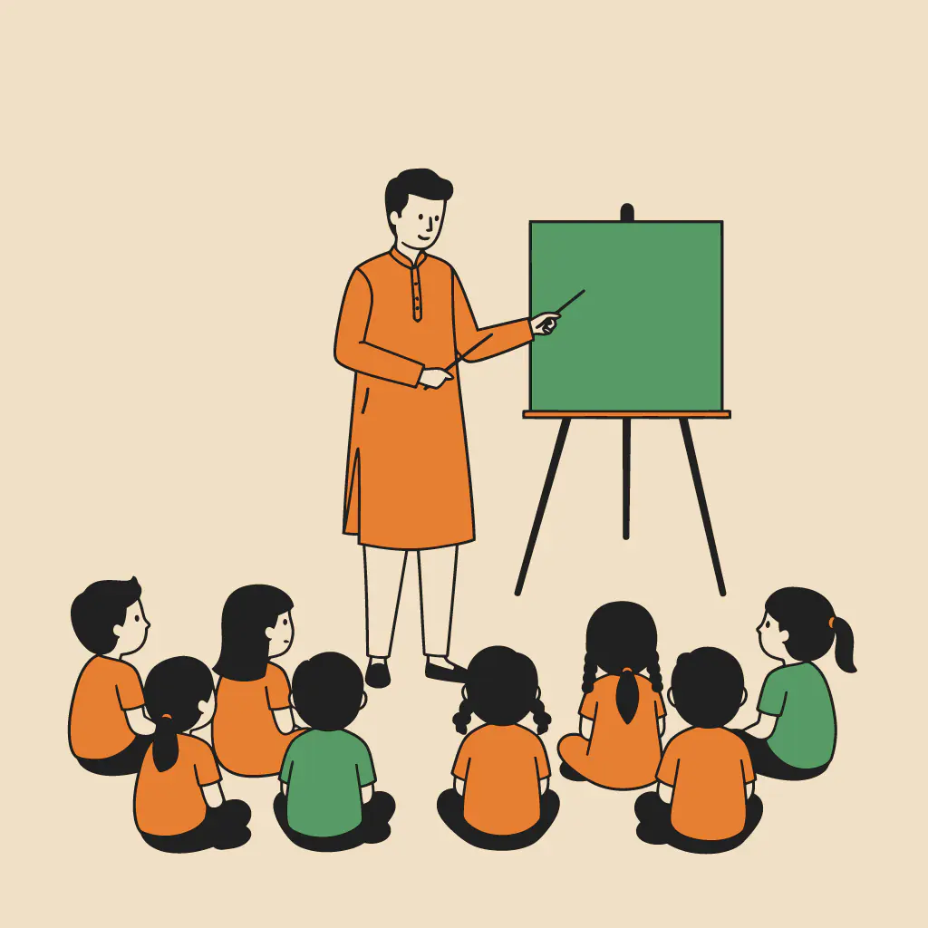 Traditional Indian Education Vector Illustration