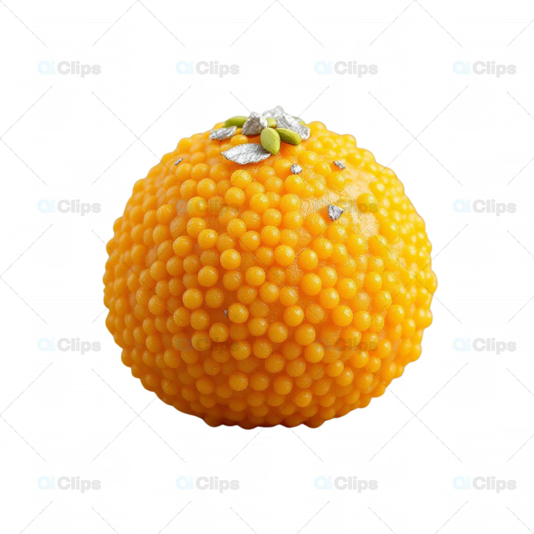 3D Model of Traditional Indian Motichoor Laddu with Silver Leaf