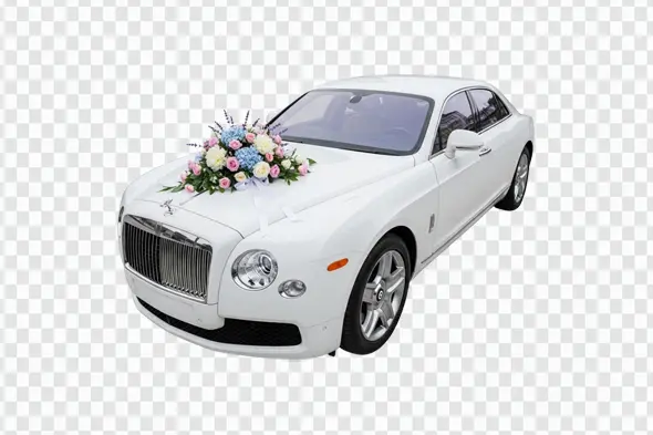 White Luxury Rolls-Royce Wedding Car Decoration Clipart PNG