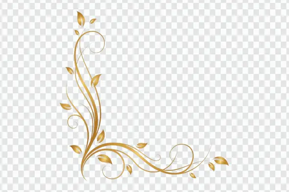 Elegant Golden Floral Swirl Corner Decoration PNG Clipart