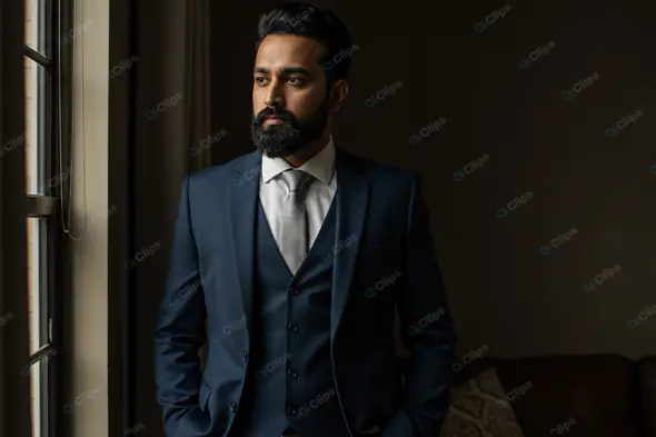 Elegant Businessman in Blue Suit
