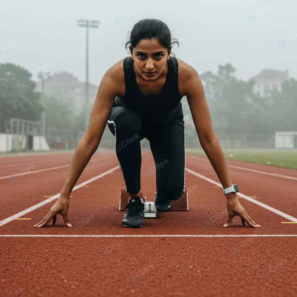 Athlete at Starting Blocks