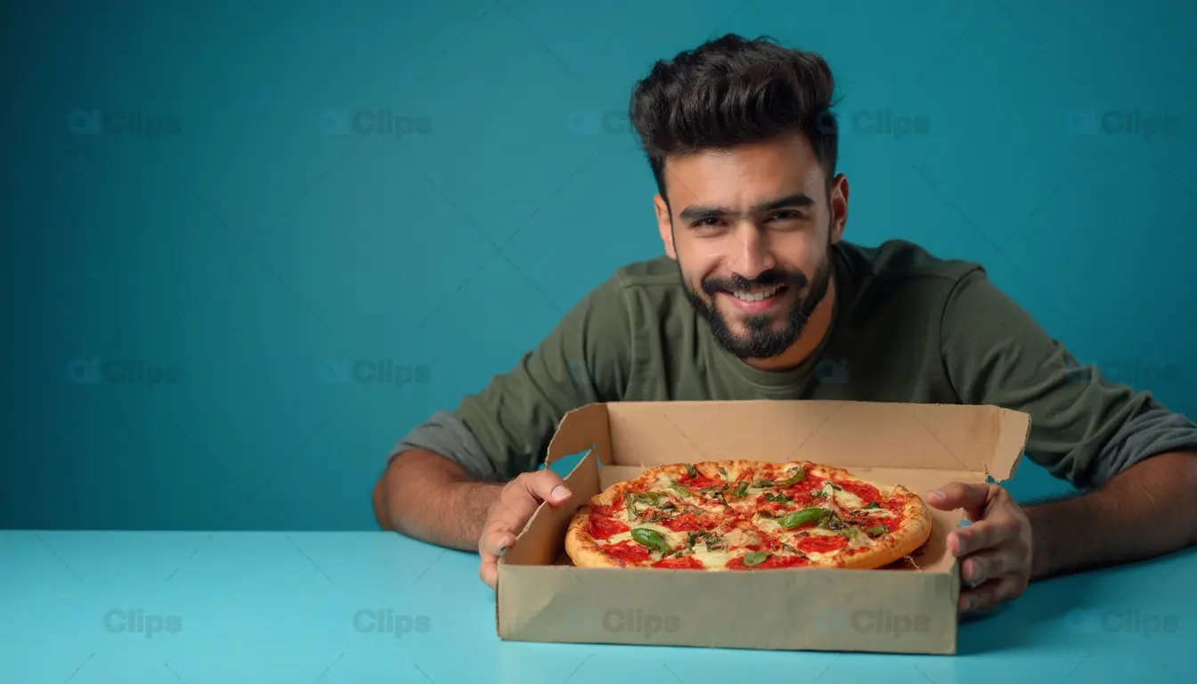 Happy Man with Pizza Box