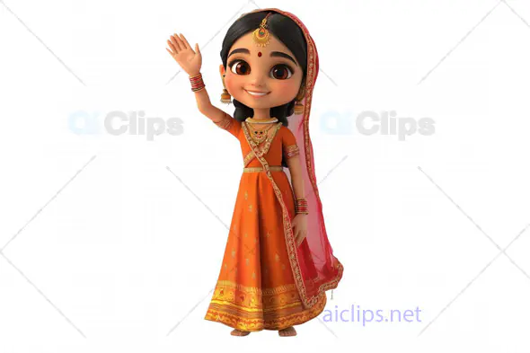 3D Indian Girl Avatar in Traditional Lehenga Choli