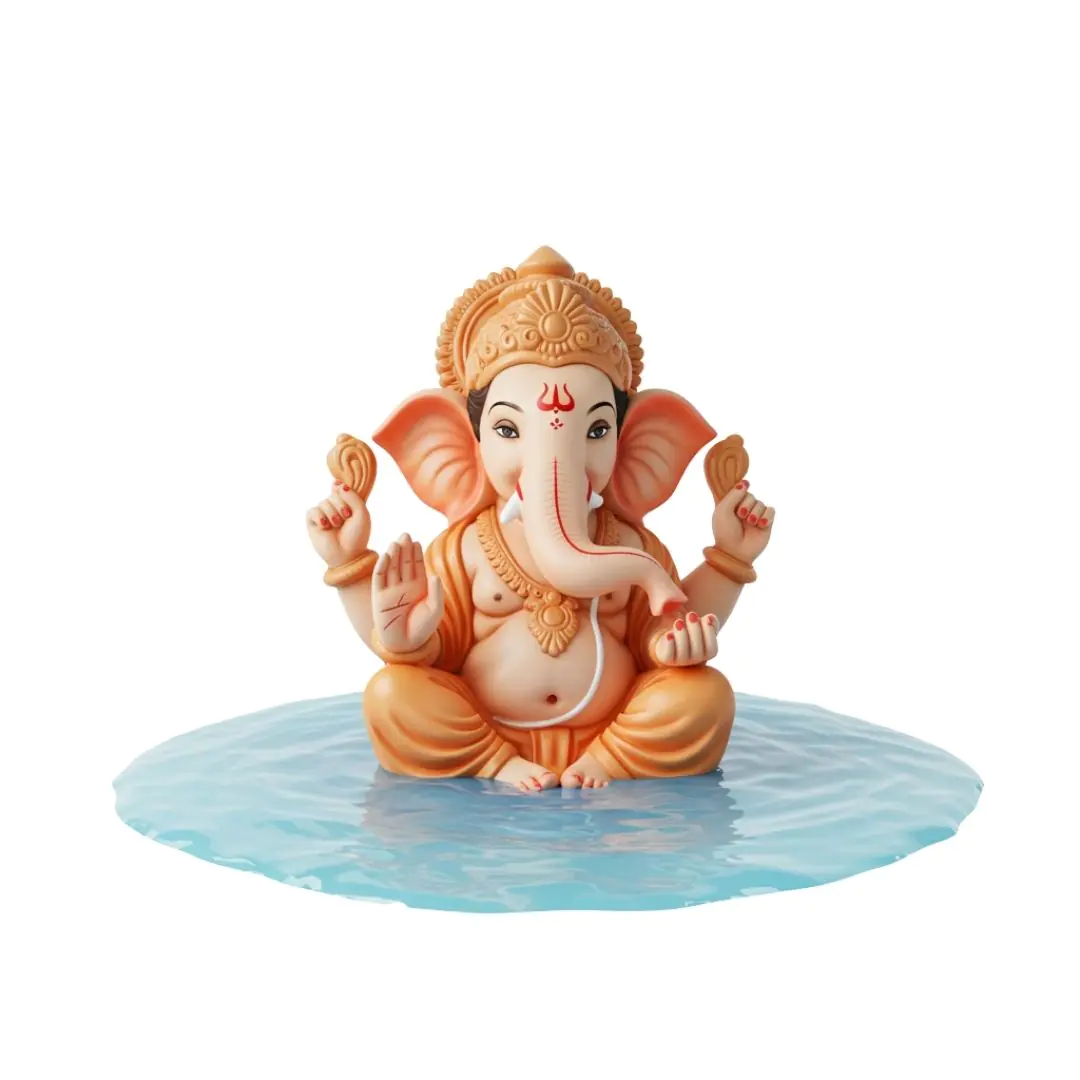 Serene Lord Ganesha Idol on Water PNG