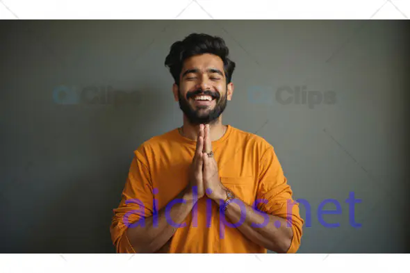 Smiling Man in Prayer Pose