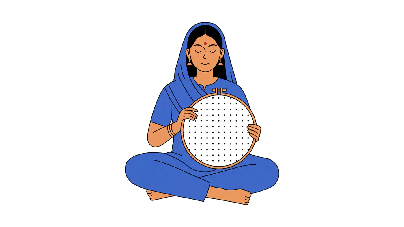 Indian Embroidery Artisan Vector