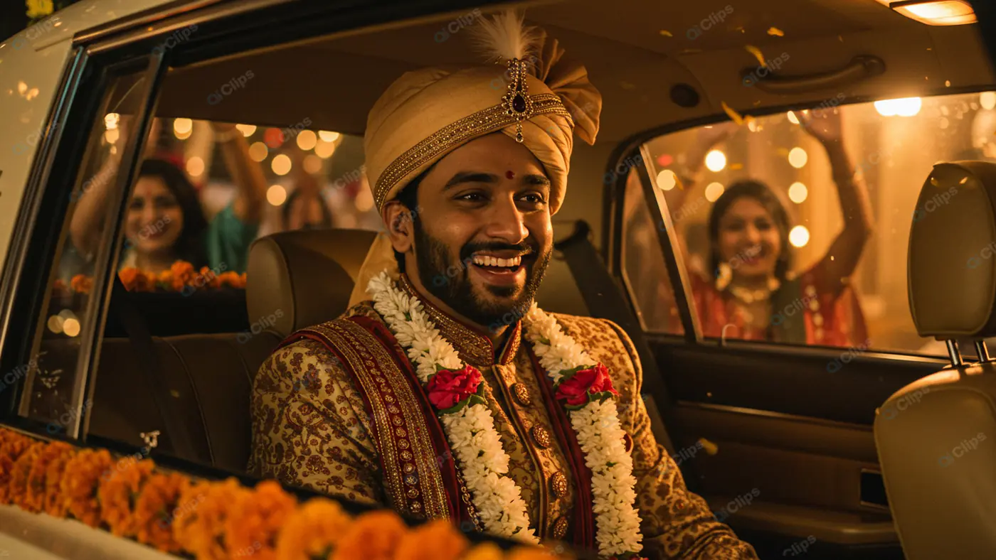 Joyous Groom's Wedding Departure
