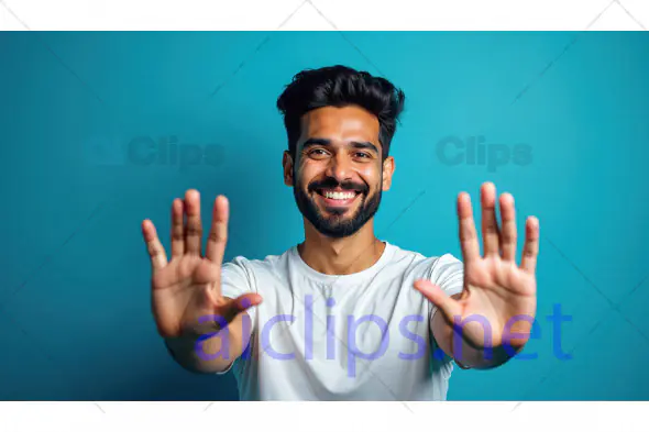 Smiling Man with Outstretched Hands