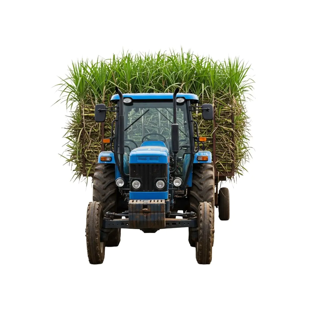 Blue Tractor Hauling Sugarcane Crop PNG Clipart