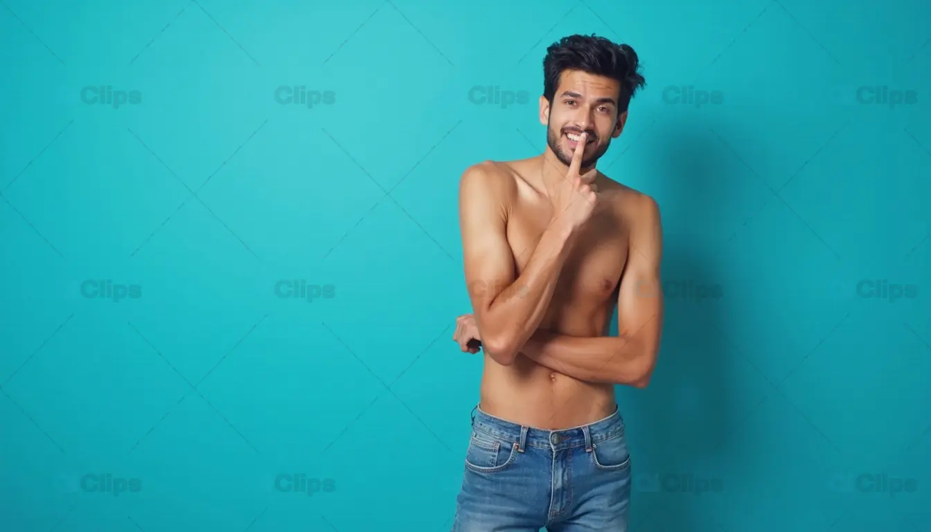 Shirtless Man in Playful Pose