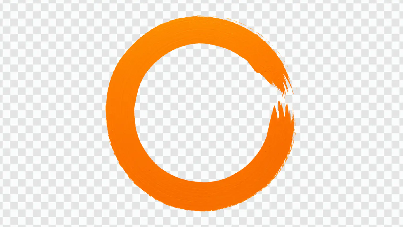 Dynamic Orange Zen Circle Brush Stroke PNG