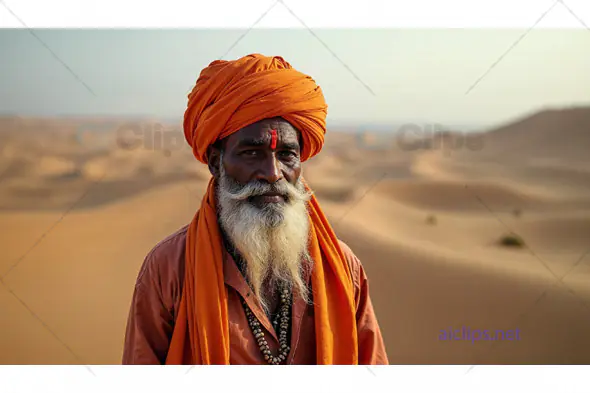 Indian Sage in Desert Landscape