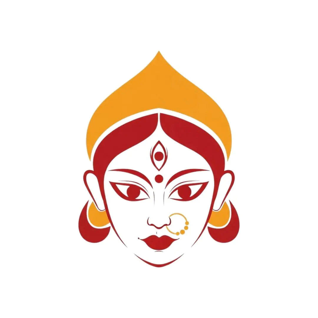 Stylized Hindu Goddess Face Illustration PNG