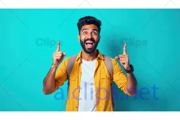 Excited Man Pointing Upward