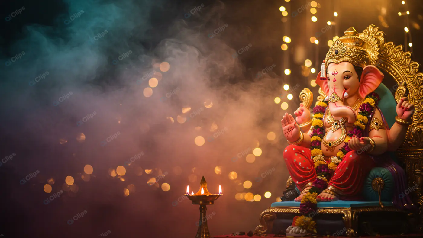 Ganesha Idol in Mystical Ambiance