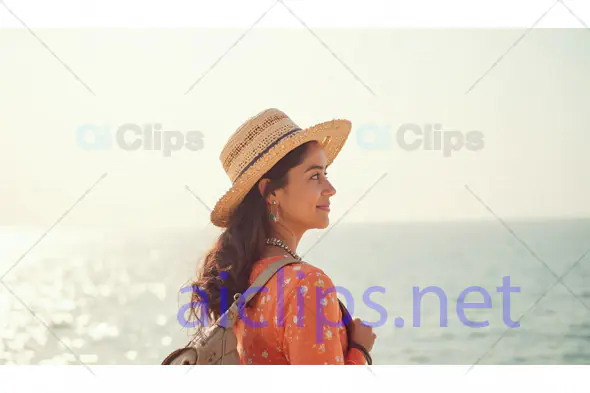 Woman by the Sea with Straw Hat