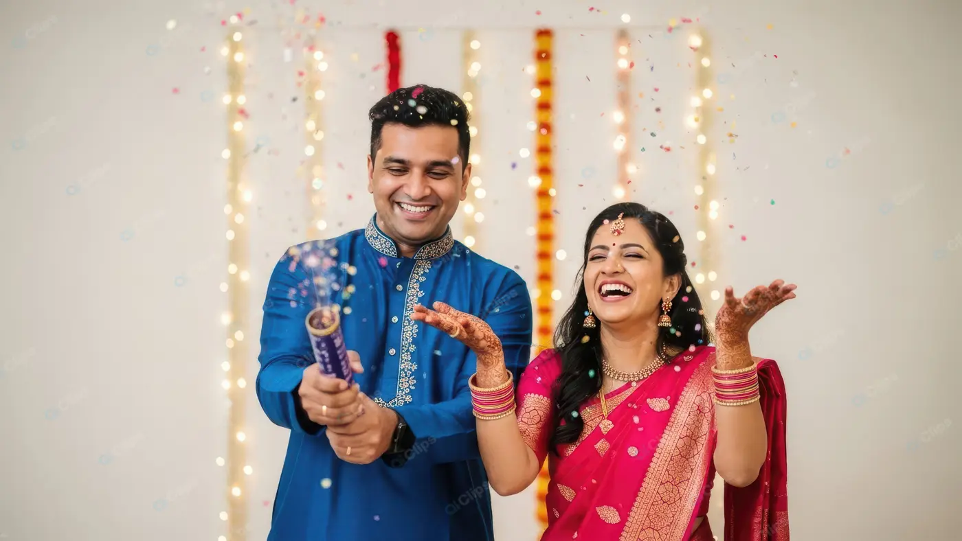 Joyful Couple's Confetti Celebration