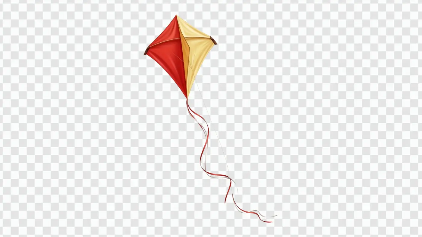 Realistic Red and Yellow Festival Flying Kite Clipart PNG