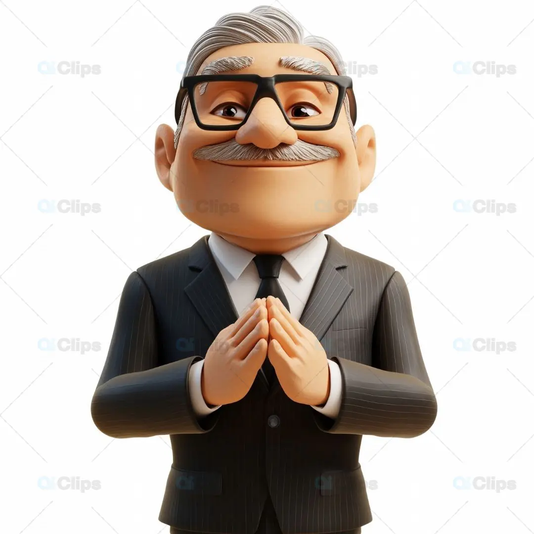 Elderly Businessman 3D Avatar in Suit