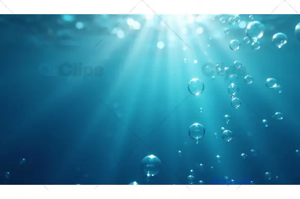Sun Rays and Air Bubbles Underwater Scene