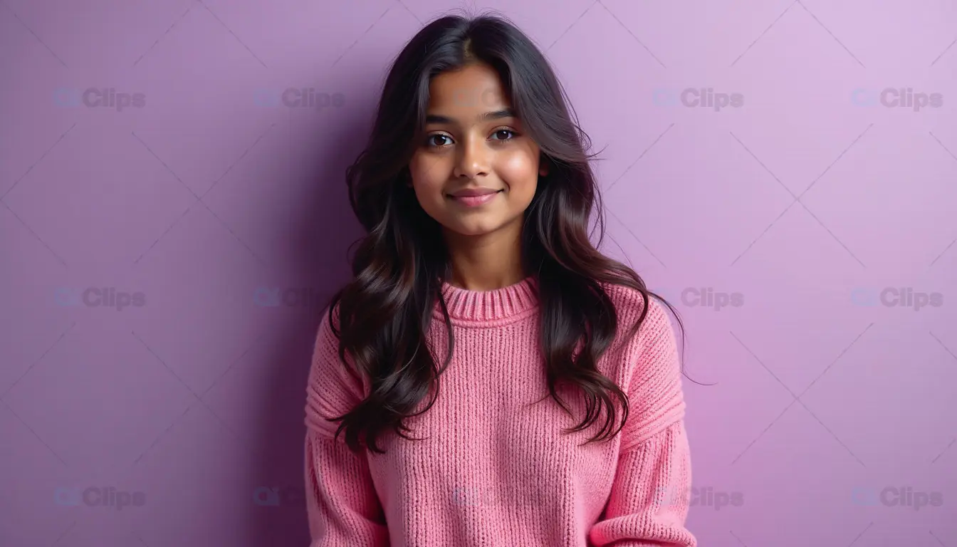 Young Woman in Pink Sweater Smiling