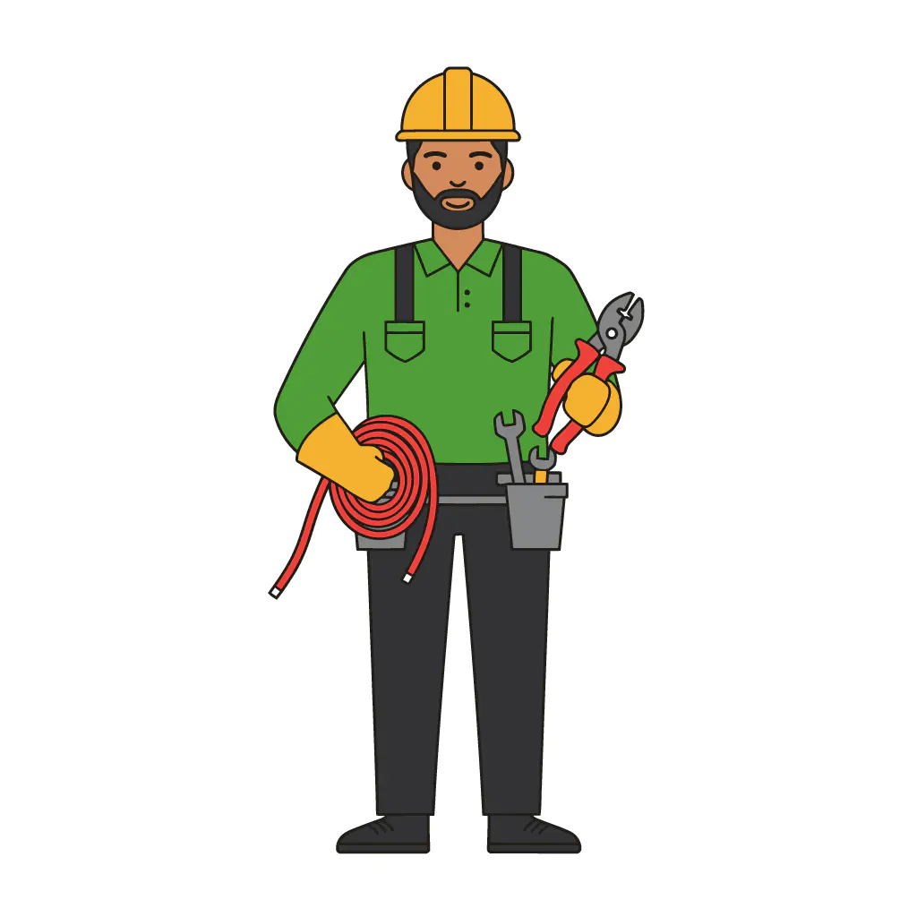 Skilled Electrician Vector Illustration
