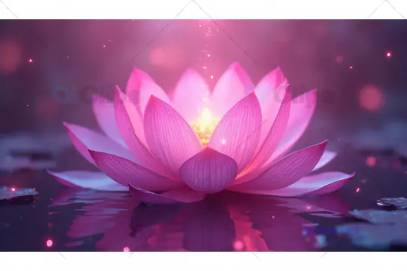 Pink Lotus Flower with Magical Glow