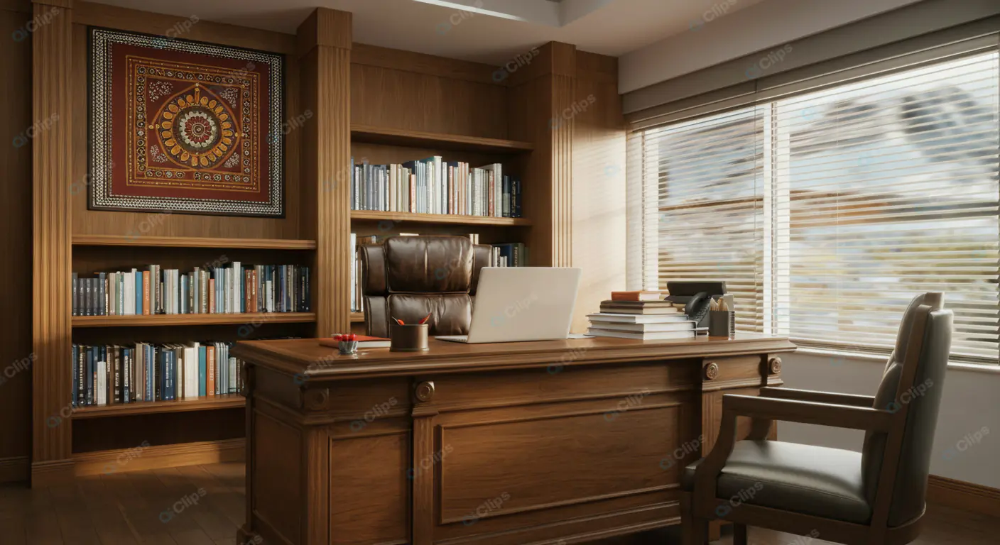 Opulent Executive Study with Indian Flair