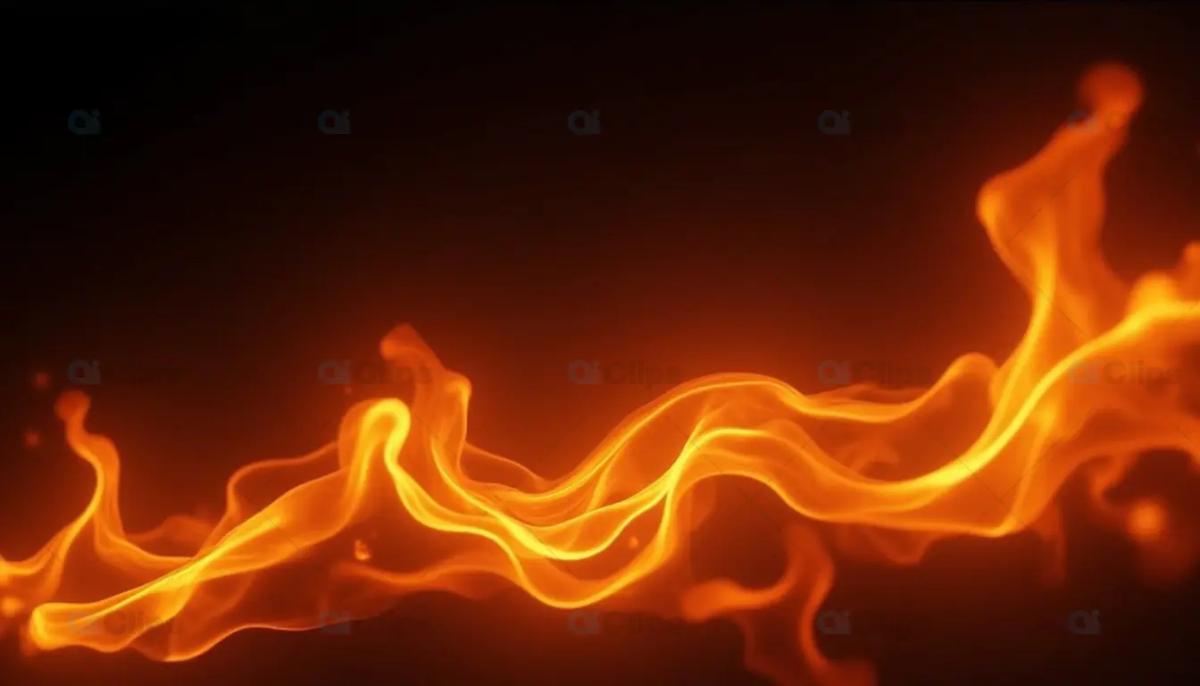 Flowing Flame Wave on Black Background