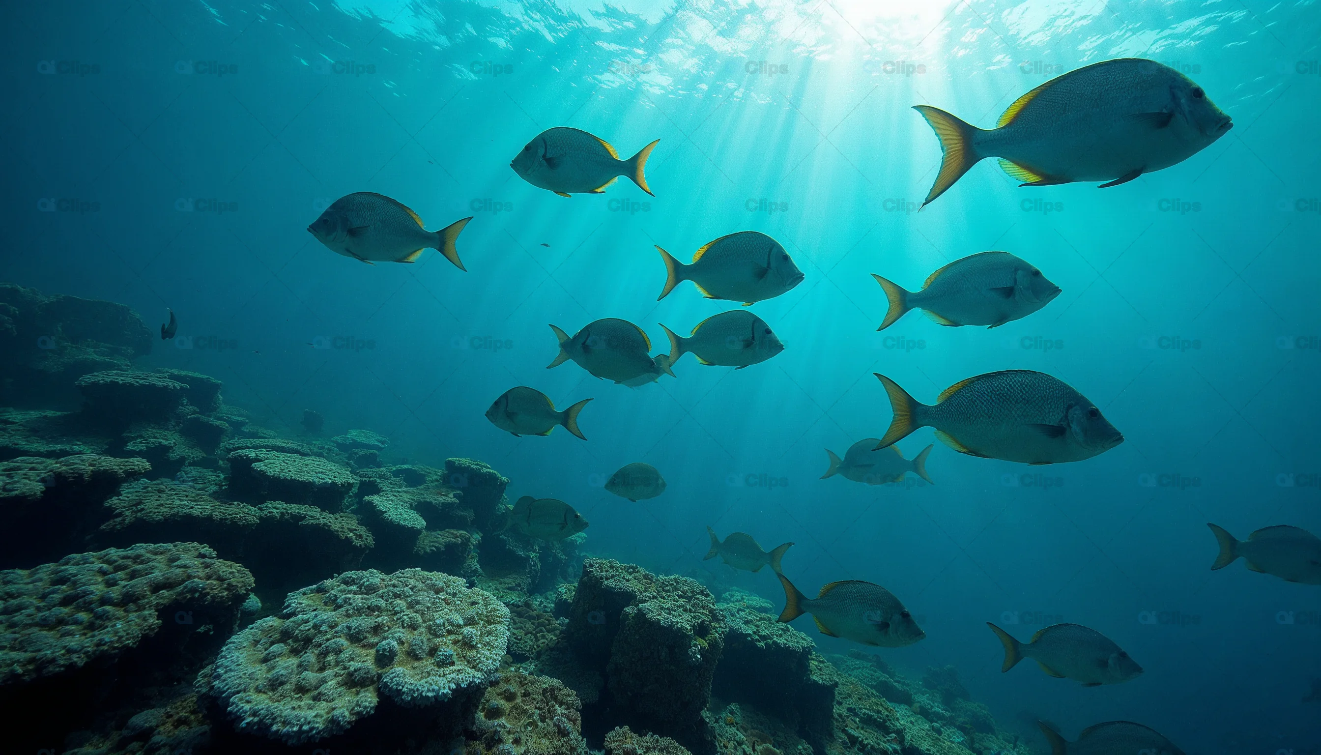 School of Fish in Coral Reef
