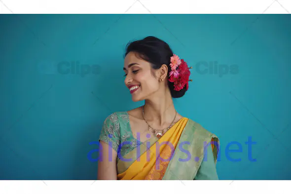 Smiling Indian Woman in Saree
