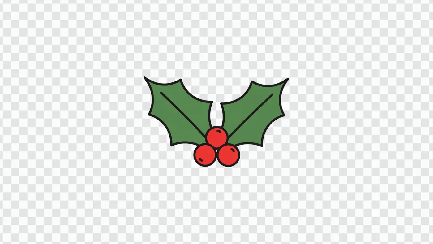 Christmas Holly Leaves with Red Berries Clipart PNG