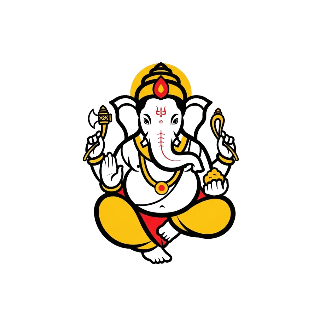 Vibrant Seated Ganesha Illustration