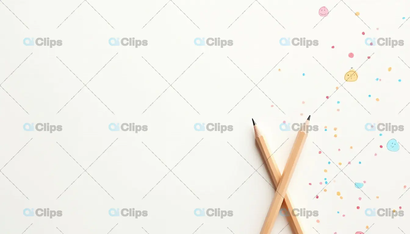 Minimalist Creative Workspace with Pencils and Colorful Doodles