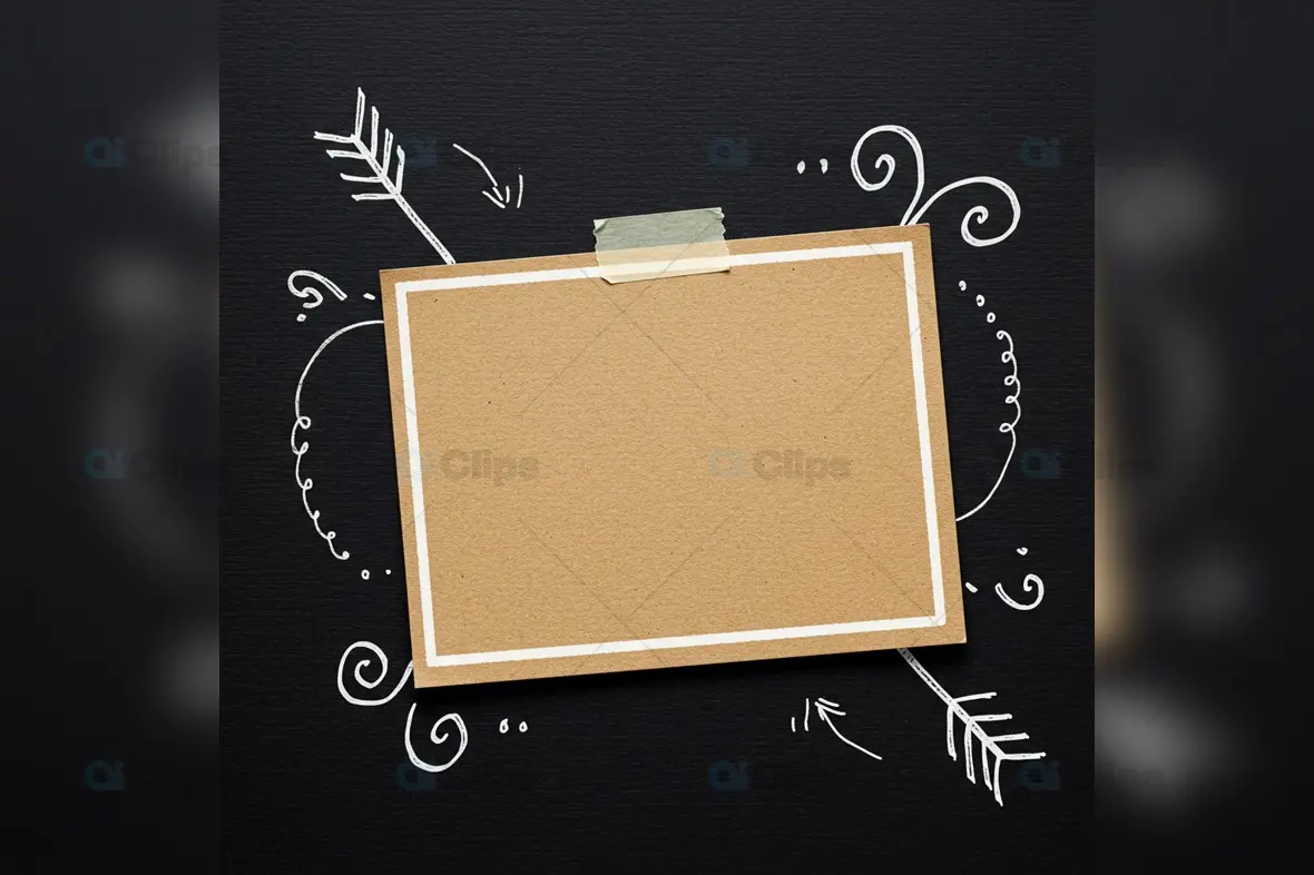 Horizontal Brown Card Mockup with Chalkboard Doodles