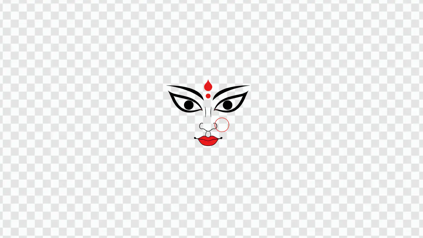 Minimalist Goddess Face with Red Accents PNG